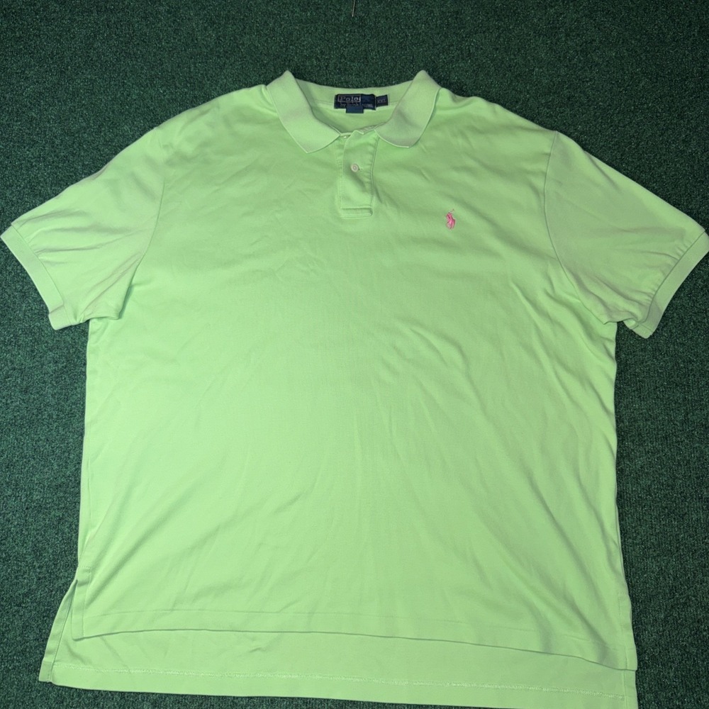Mens Polo Ralph Lauren Lime Green Polo Shirt Size 2XL Q19
